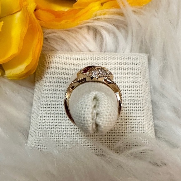 Rainbow Multi Gemstone Gold Ring With Simulate Diamond Accent NEW! - Picture 5 of 5